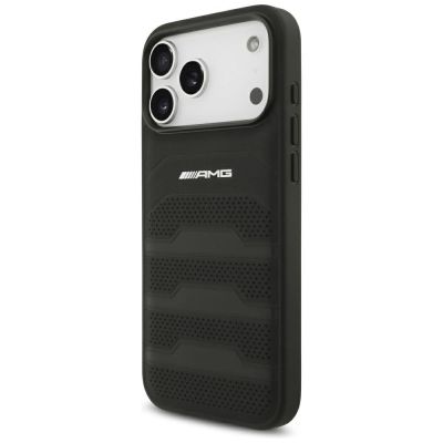 2. Mercedes AMG Lederhülle mit geprägtem Logo für iPhone 18 Pro Max / 17 Pro Max – Schwarz