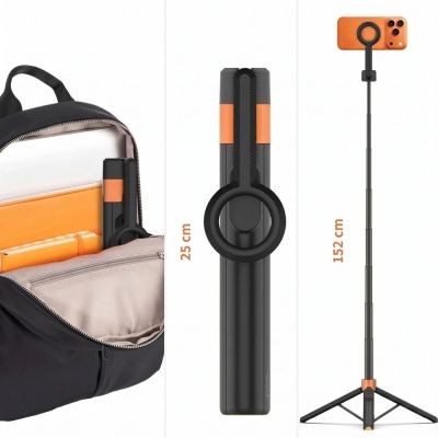 15. Tech-Protect L10S Bluetooth-Selfie-Stick-Stativ – Schwarz und Orange