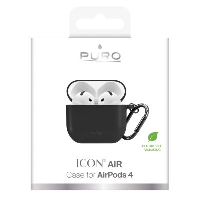 6. Puro Icon Hülle für AirPods 4 – Schwarz