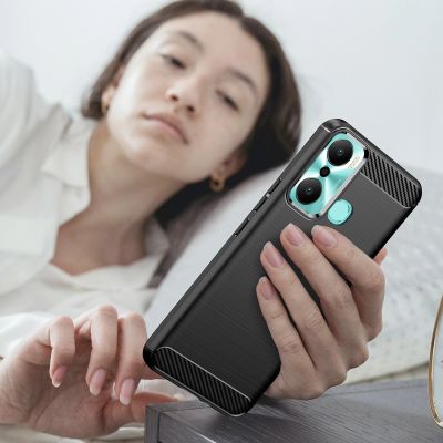 7. Carbon Case Hülle für Infinix Hot 20 Play flexible Silikon-Carbon-Hülle schwarz