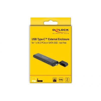 3. DeLOCK Externes USB-Type-C-Gehäuse für M.2-NVMe-PCIe- oder SATA-SSD – werkzeuglos