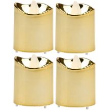 Set mit 4 goldenen LED-Teelichtern
