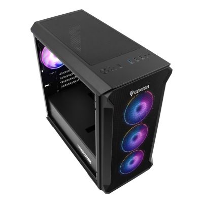 53. NATEC Genesis Irid 503 ARGB NPC-1559 Gehäuse (Micro-ATX, Mini-ITX; Schwarz)