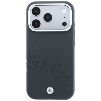 3. BMW-Logo mit schrägen Prägebuchstaben, MagSafe-Hülle für iPhone 17 Pro Max / 18 Pro Max – Grau