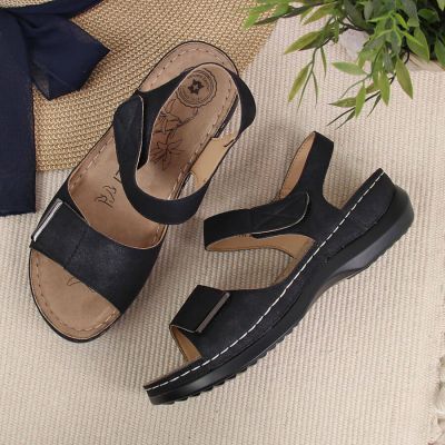12. eVento W EVE223D schwarze Keilsandalen 