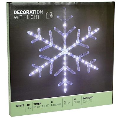 14. Schneeflocken-Dekorationsleuchte zum Aufhängen, 40 weiße LEDs
