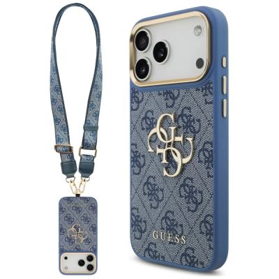Guess 4G Big 4G Classic Logo Big Strap Metal Buttons Hülle für iPhone 18 Pro Max / 17 Pro Max – blau
