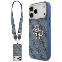 Guess 4G Big 4G Classic Logo Big Strap Metal Buttons Hülle für iPhone 18 Pro Max / 17 Pro Max – blau