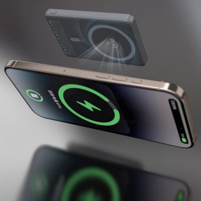 6. Dudao K28 10000 mAh PD 22,5 W MagSafe Powerbank mit Metallgehäuse und Ringständer - Grau