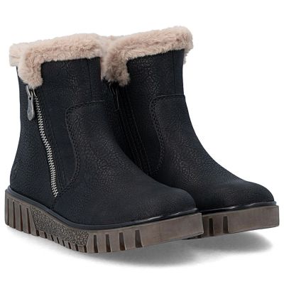 10. Gefütterte schwarze Damen-Ankle-Boots Rieker Y3481-01
