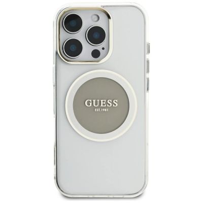 3. Guess IML Metal Colored Circle Classic Logo MagSafe Hülle für iPhone 16 Pro Max - Grau
