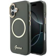 Guess IML Script Metal MagSafe Hülle für iPhone 17 - Schwarz