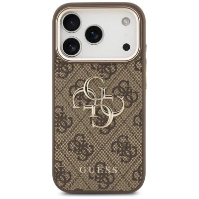 3. Guess 4G Big 4G Classic Logo Hülle für iPhone 17 Pro - Braun und Gold