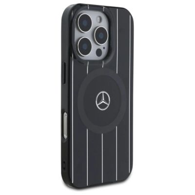 4. Mercedes MB Double Layer Crossed Lines MagSafe Hülle für iPhone 16 Pro - Schwarz