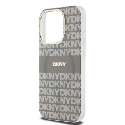 6. DKNY IML Mono & Stripe MagSafe Hülle für iPhone 15 Pro Max – Beige