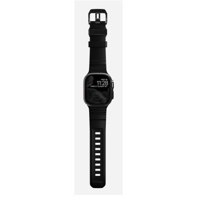 7. Nomad Rocky Point Armband, schwarzes Leder, Titan