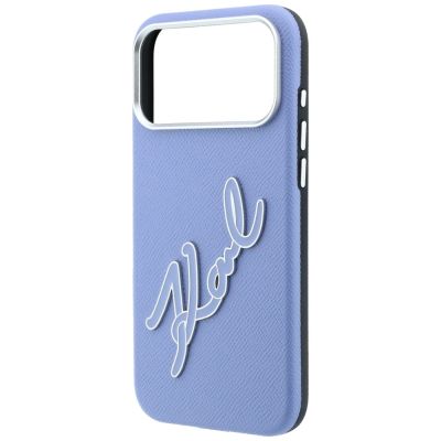 6. Karl Lagerfeld Schutzhülle mit großem, glattem Harz-Logo für iPhone 18 Pro Max / 17 Pro Max – Blau