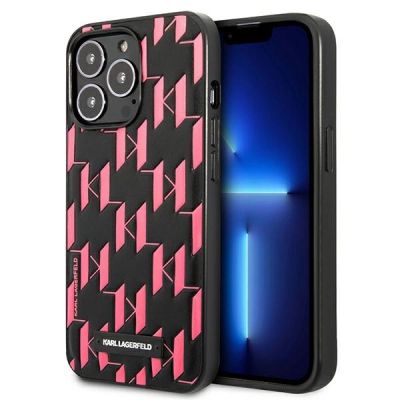 Karl Lagerfeld Monogramm-Plakette iPhone 13 Pro Max 6,7" Hülle - Rosa