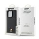 8. DKNY MagSafe-Hülle aus Leder mit Monogrammmuster und Metalllogo für iPhone 15 Pro – Schwarz