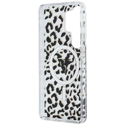 7. Guess IML Leopard Print Dreieckige MagSafe Hülle für Samsung Galaxy S26 Ultra - Schwarz
