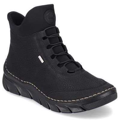 42. Gefütterte schwarze Damen-Ankle-Boots Rieker 55069-00