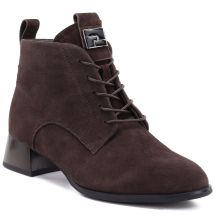 Damen-Ankle-Boots aus Leder mit hohem Absatz, Wildleder, dunkelbraun, Vinceza FIO27-67036
