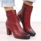 11. Damen-Stiefeletten mit Blockabsatz, warm gefüttert, rot M.Daszyński AF125-22