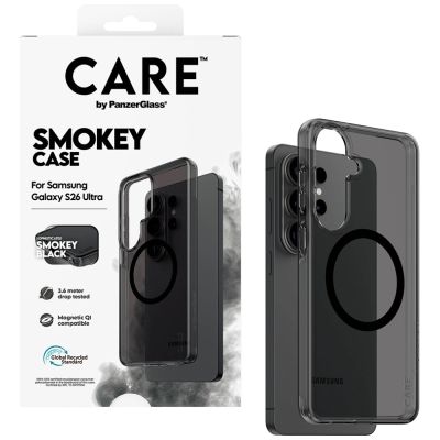 4. CARE by PanzerGlass Urban Explorer Smokey Hülle mit schwarzem Qi für Samsung Galaxy S26 Ultra - Schwarz