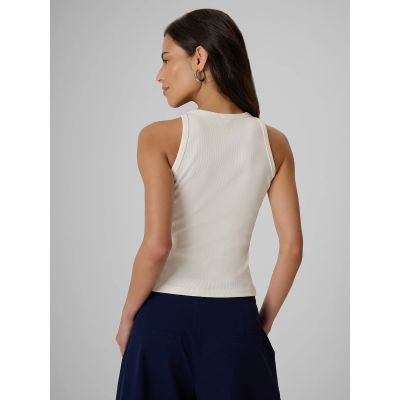 2. Schmal geschnittenes, geripptes Damen-Stricktop 4F 4FRSS26TSLEF338-12S