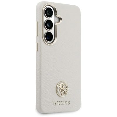4. Guess Strass-Logo-Hülle mit rundem Logo für Samsung Galaxy S26+ - Beige