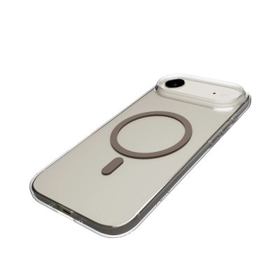 9. Puro Lite Mag TPU+PC Hülle kompatibel mit MagSafe für iPhone 17 Air - Transparent mit braunem Ring
