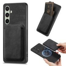 Samsung Galaxy A56 5G Schutzhülle aus Kunstleder mit abnehmbarem Kartenhalter, MagSafe-kompatibel – Schwarz