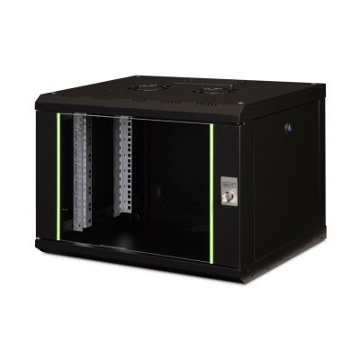 Digitus Unique 19" 7U Wand-Netzwerkschrank 600x450 mm, Glastür, schwarz, ungeteilt, montiert, 100 kg