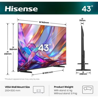 3. Hisense-TV | 43E7S | 43 | Smart-TV | VIDAA Smart OS | UHD | Schwarz