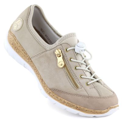 Rieker N42F1-60 Damen-Leder-Slipper in Beige