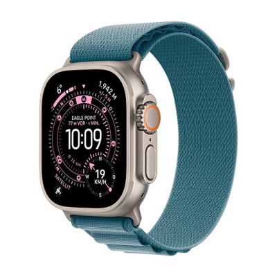 3. Apple Watch Ultra 3 (2025) 5G 49 mm Gehäuse aus natürlichem Titan mit Alpine S Loop – Hellblau