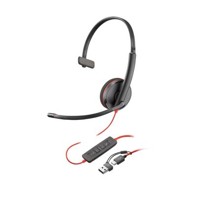 6. POLY Blackwire 3215 Einohr-USB-C-Headset + 3,5-mm-Klinkenstecker + USB-C/A-Adapter (Großpackung)