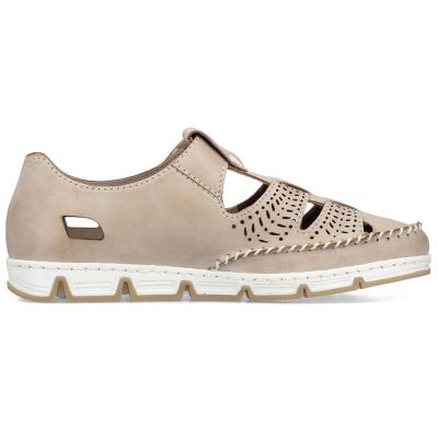 31. Rieker W RKR651 beige Leder Klettverschluss durchbrochene Schuhe