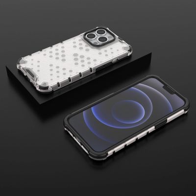 13. Honeycomb Handyhülle Schutzhülle mit TPU Rahmen für iPhone 13 Pro transparent