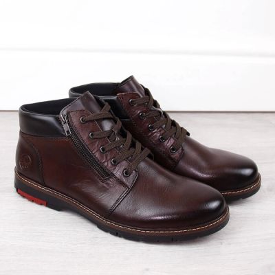 32. Rieker M RKR625 bequeme Lederstiefelette mit Wollfutter, braun