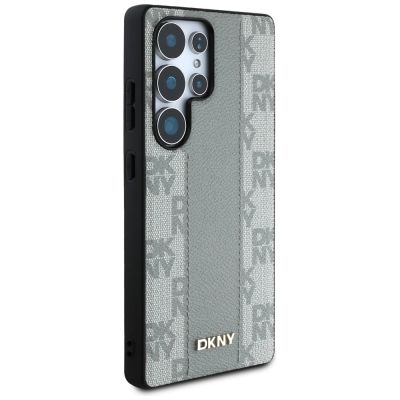 4. DKNY Leder-MagSafe-Hülle mit Karomuster für Samsung Galaxy S25 Ultra, Grau