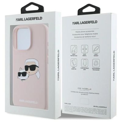 8. Karl Lagerfeld Silikon Nauble Heads Print MagSafe Case für iPhone 16 Pro Max - Pink