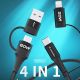 6. Wozinsky WNBAA 4in1 Kabel 2x USB-C 1x USB-A 1x Lightning 60W 1 m - Schwarz