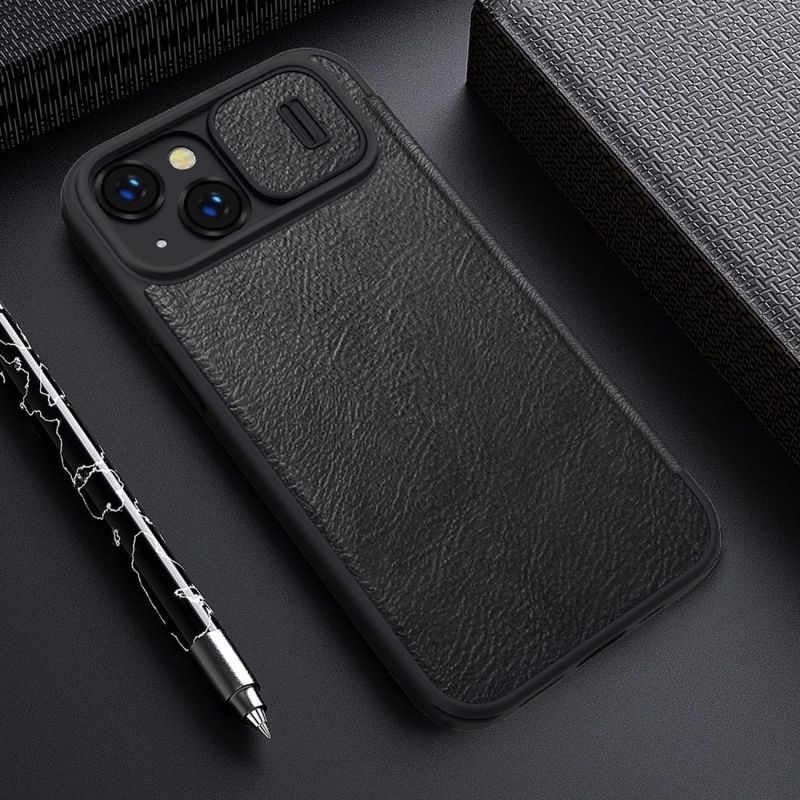 18. Nillkin Qin Leder Pro Hülle iPhone 14 Plus Kamera Cover Holster Cover Flip Case Braun
