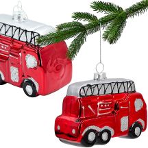 Glas-Christbaumkugel in Form eines Feuerwehrautos SASKA GIFT & DECOR