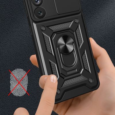 5. Hybrid Armor Camshield Hülle für Samsung Galaxy S23+ gepanzerte Hülle mit Kameraabdeckung schwarz