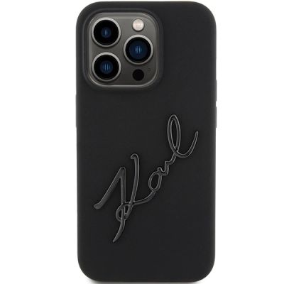 3. Karl Lagerfeld Silikon Karl Script Hülle für iPhone 15 Pro – Schwarz
