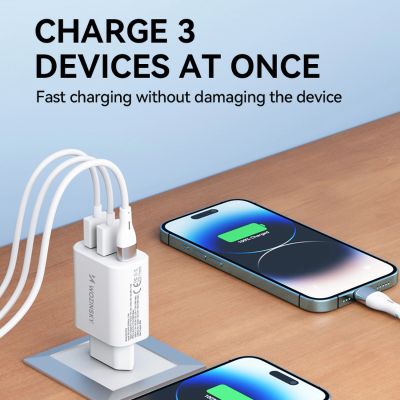 9. Wozinsky CWCUCW 30W USB-C / 2 x USB-A Wandladegerät - Weiß