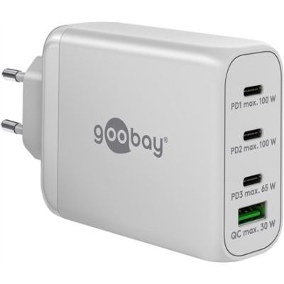 6. Goobay 65556 Handy-Ladegerät für Laptop und Smartphone, Weiß, AC-Schnellladefunktion, intern