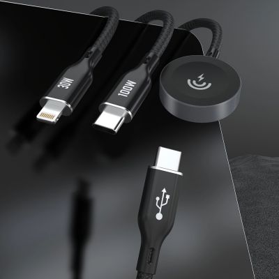 5. Ladekabel für Apple Watch Dudao A12Max+ PD 100W 3in1: USB-C Lightning 1,2m – Schwarz